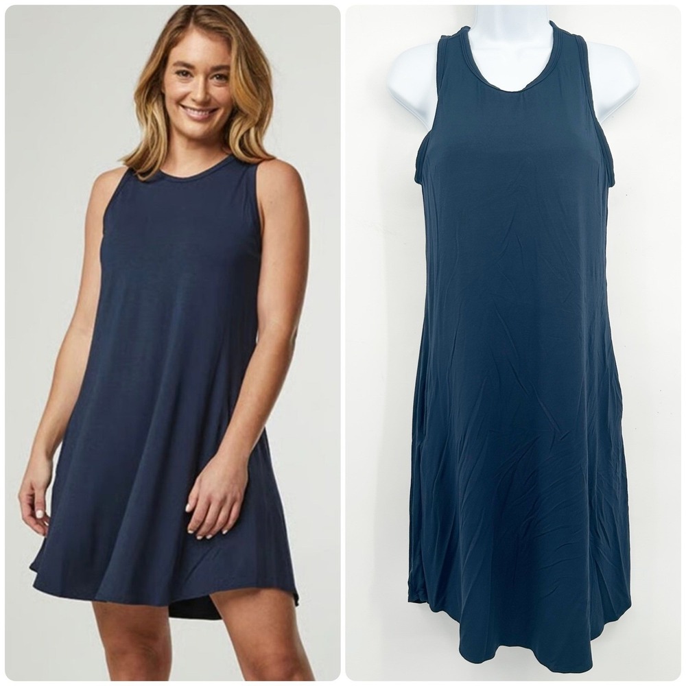 SheBird Womens Blue Modal Spandex Built-in Bra The Tunic Tank Dress‎ Size 3/S